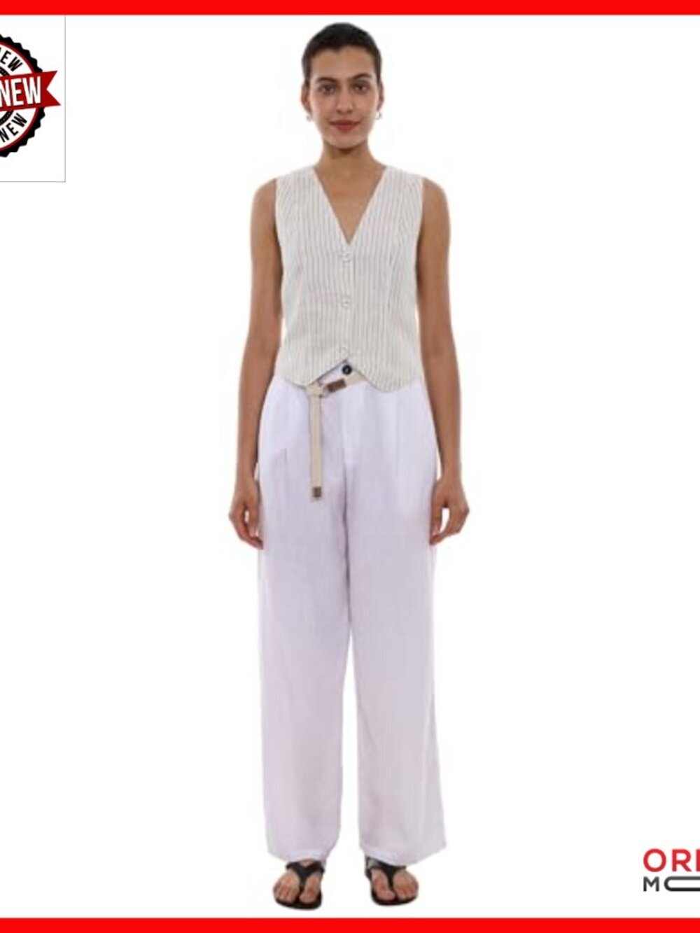 Linen Wide Leg Pants High Waisted Casual Trousers with Pockets Summer - Picture 5 of 7